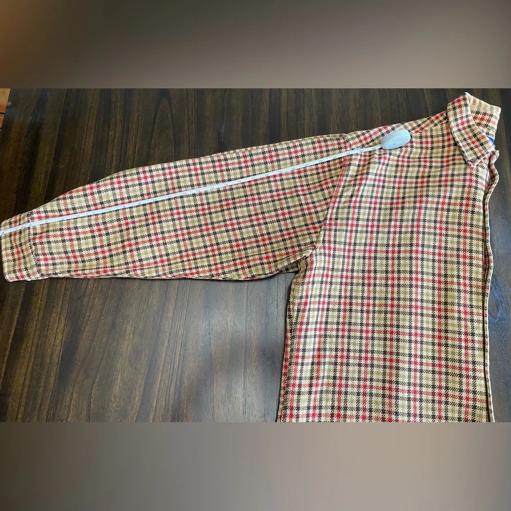 J.Crew Men’s XL Plaid Button-Up Shirt – Red Beige Black Check 100% Cotton